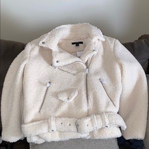 Beige zip up teddy jacket